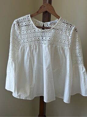 Endless Rose White Crochet Yoke Peasant Blouse